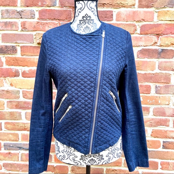 GENERATION LOVE Deep Blue Quilted Zip Moto Jacket - Picture 3 of 8